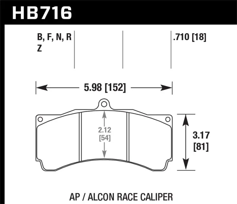 Hawk Hps 5.0 Brake Pads W/ 0.710 Thickness - Ap Racing Alcon 1