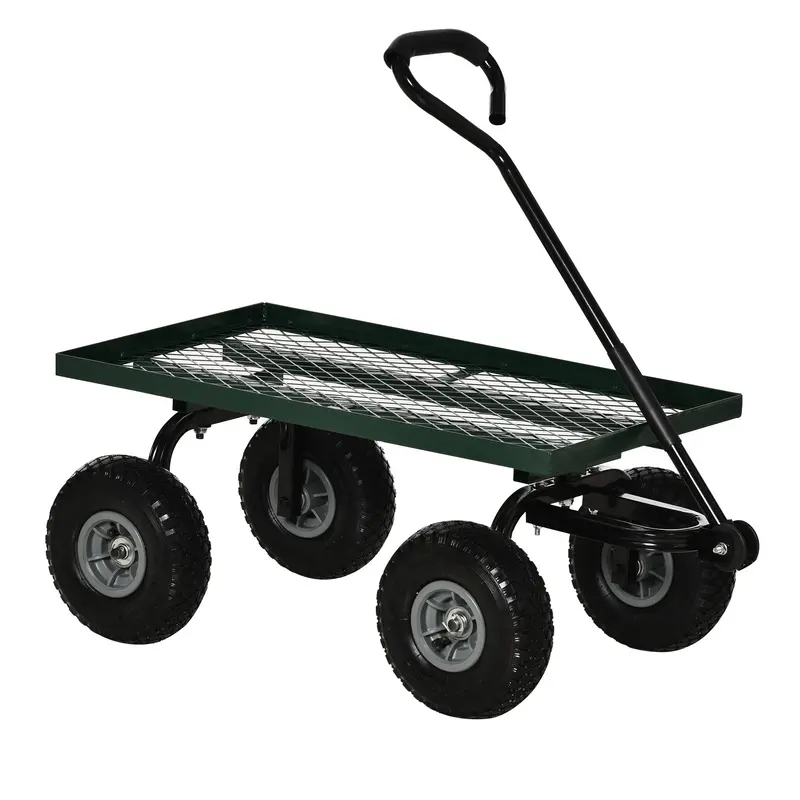 Heavy Duty Garden Wagon With 10" Wheels And Rotating Handle, 330 Lb Capacity, Black 1