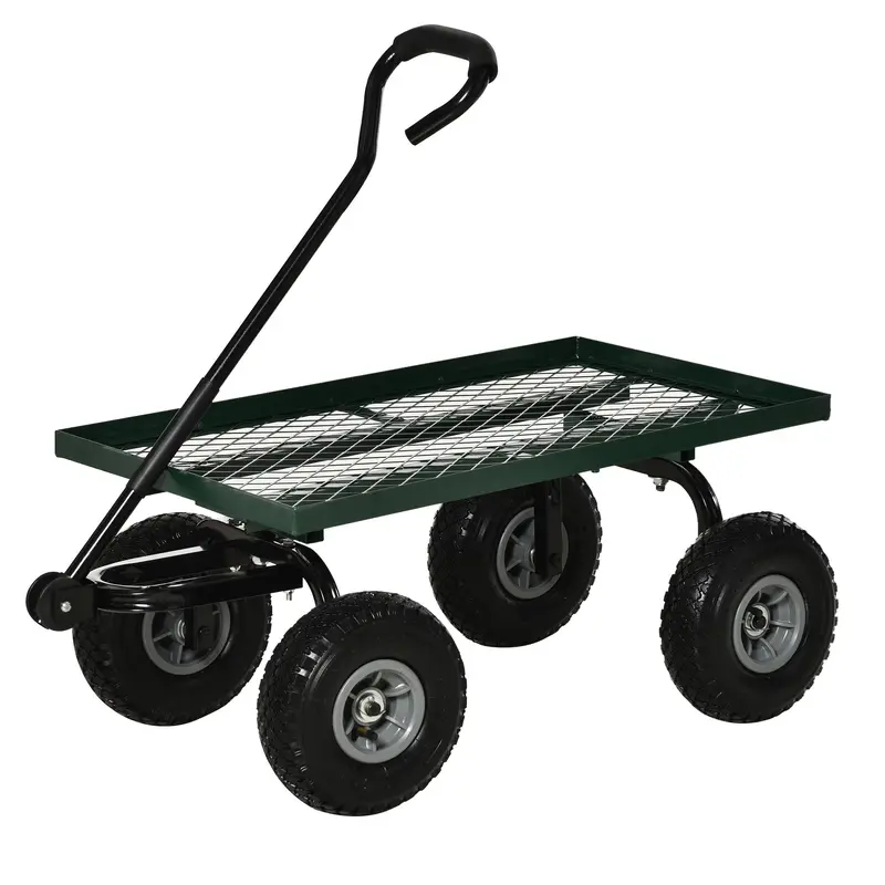 Heavy Duty Garden Wagon With 10" Wheels And Rotating Handle, 330 Lb Capacity, Black 2