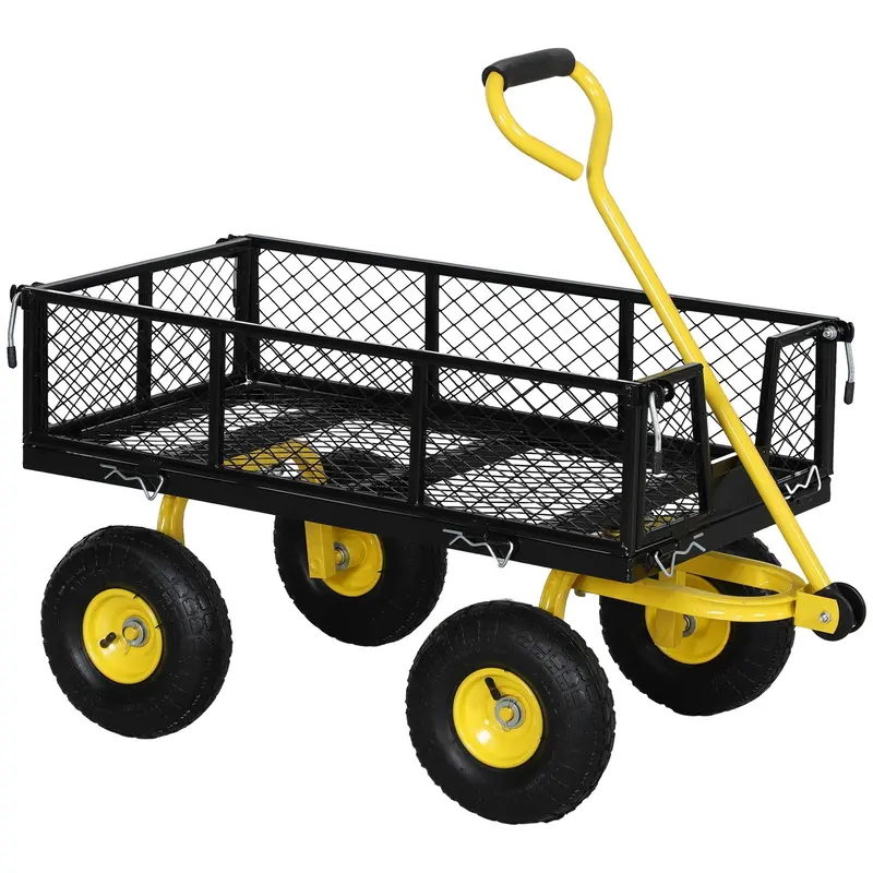 Heavy Duty Steel Garden Cart With Removable Sides & 180° Rotating Handle, 440Lb Capacity 1