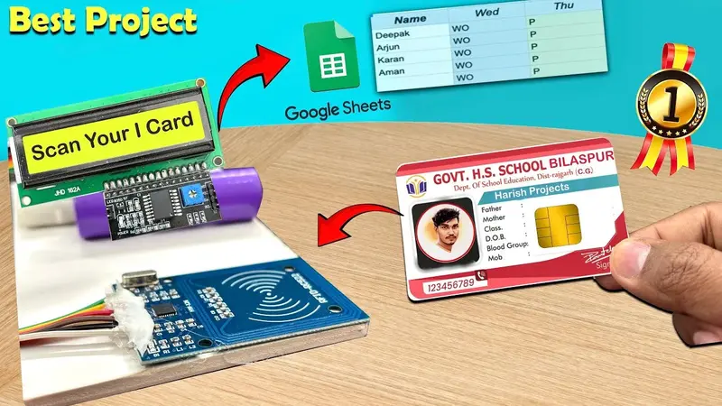 I Card Scan Attendance System - For School & Office | Iot Based & Simple Science Project Kit 1