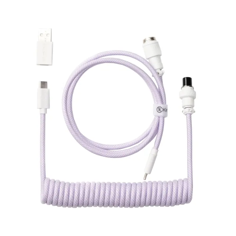 Keychron Coiled Aviator Cable - Light Purple/Straight 2