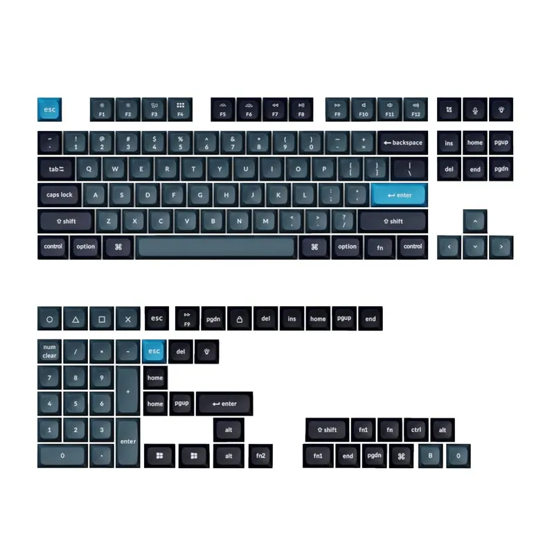 Keychron Double Shot Ksa Pbt Keycap Set - Dark Grey/Grey/Blue 1