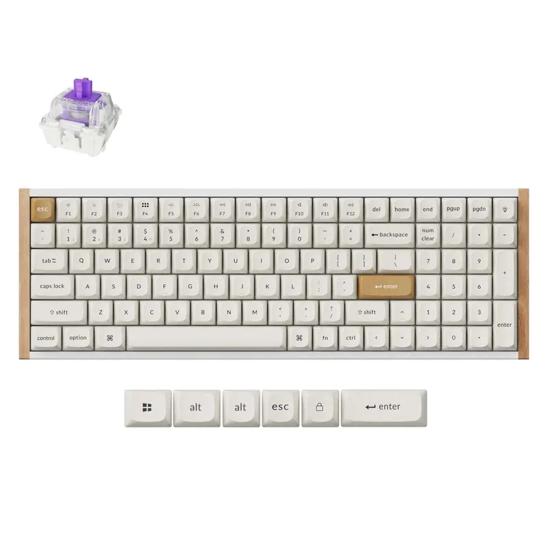 Keychron K4 He 96% Magnetic Switch Hot-Swap Rgb Wireless Keyboard – White (Wood + Aluminium) 1