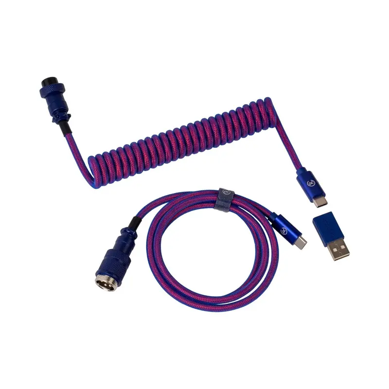 Keychron Premium Coiled Aviator Usb Cable | Type-C + Usb-A Adapter | Detachable Aviator Connector | 108 Cm 1