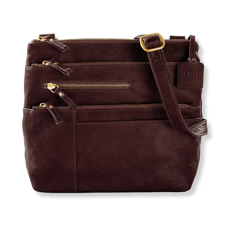 Lexi Triple-Zip Crossbody Traveler - Espresso - Final Clearance 1