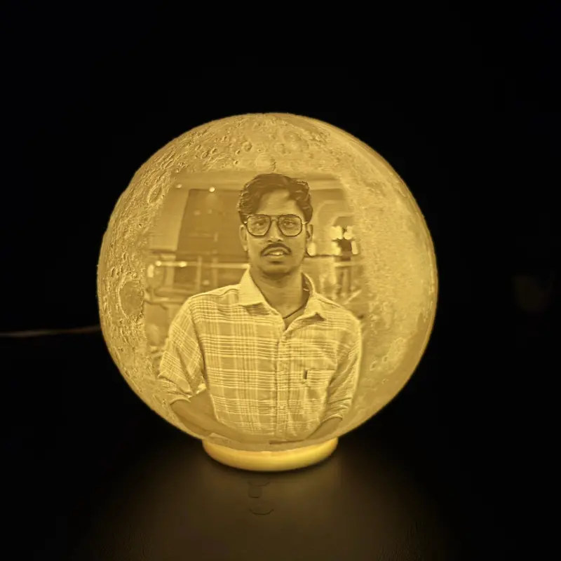 Lithophane Moon Light Lamp – Custom 3D Print | Multicolor Led Night Lamp Gift | 3D Photo Moon Light 1