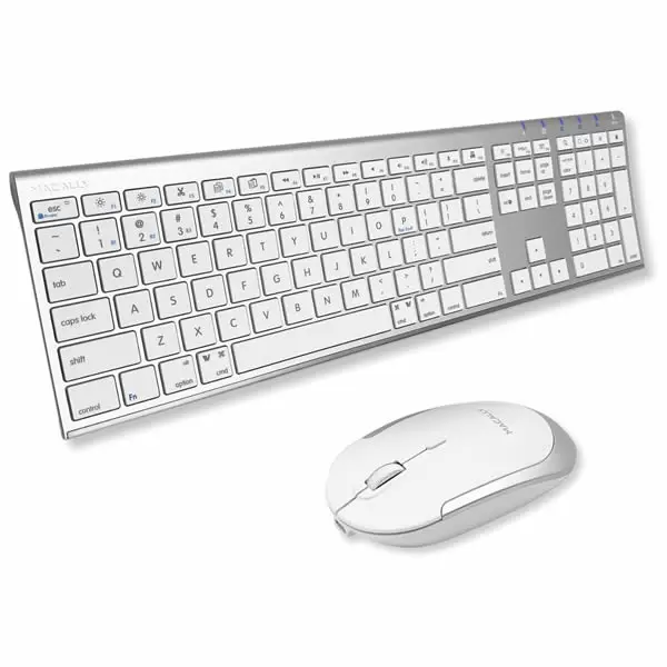 Macally Bluetooth Kb & Mouse Rechargeable Combo - Silver Aluminum 1