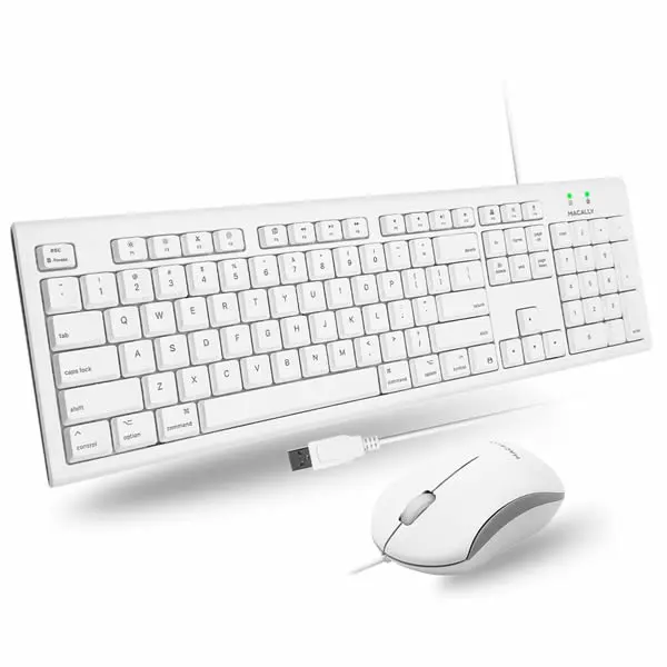 Macally Full Size Wired Kb & Mouse Combo White 1