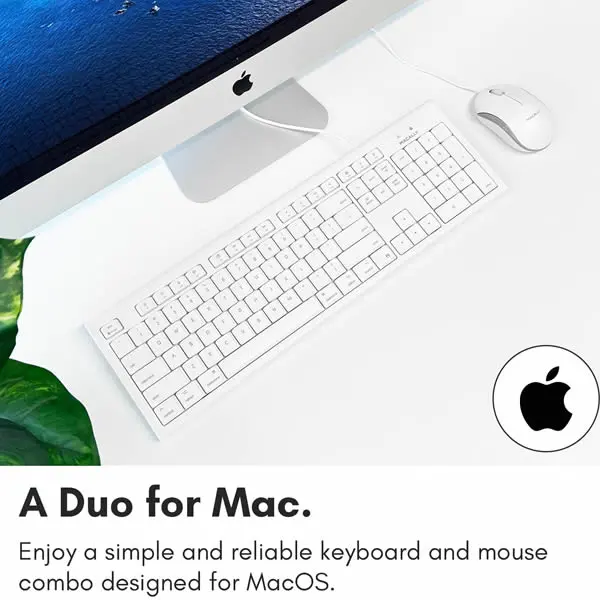 Macally Full Size Wired Kb & Mouse Combo White 2
