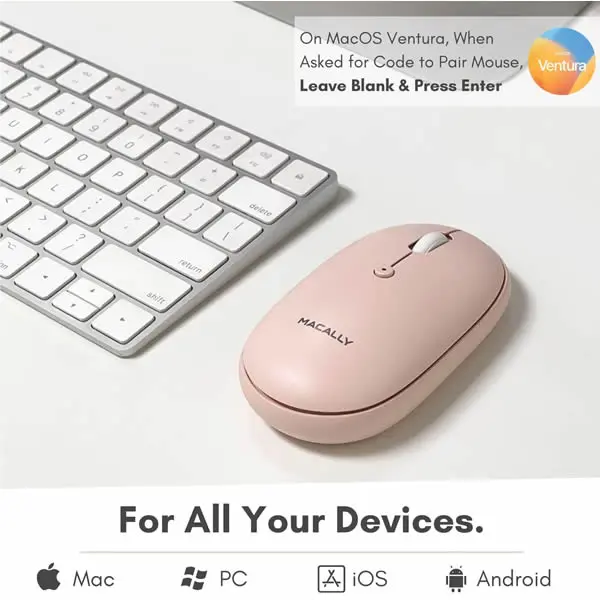 Macally Rechargeable Bluetooth Optical Mouse For Mac And Pc - Pink 2