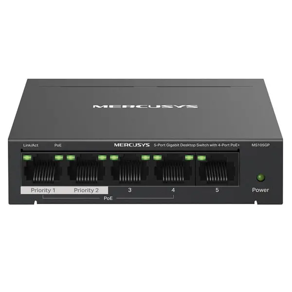 Mercusys Ms105gp 5-Port Gigabit Desktop Switch With 4-Port Poe+ 2