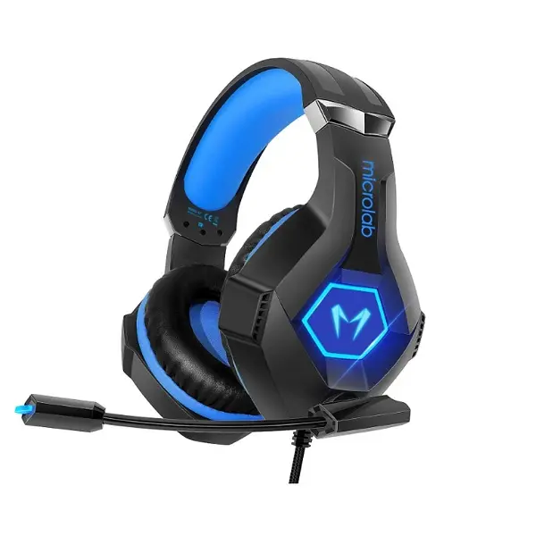 Microlab G7 Pro Usb Gaming Headset With Omni-Directional Luminous Microphone And 40Mm High-Precision Drivers And Blue Led Lighting Powered Via Usb - Black/Blue Colour 1