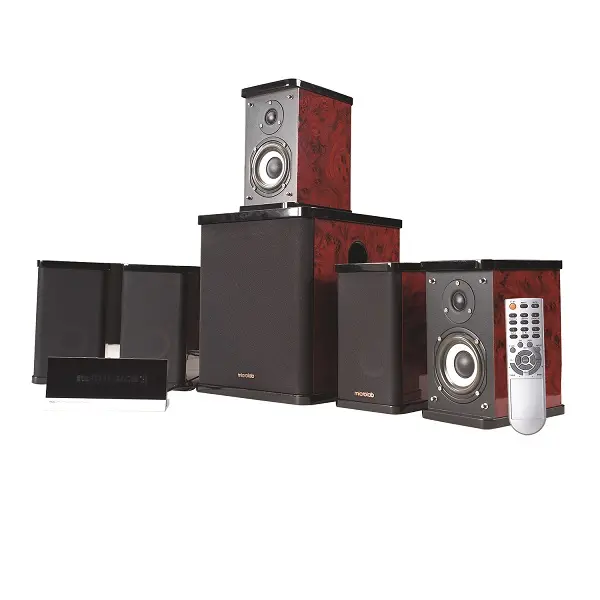 Microlab H500 5.1Ch High-End Speaker With 5X Outstanding High-Resolution Satellites And Vfd Display Unit And Remote Control - Black/Brown Colour 1