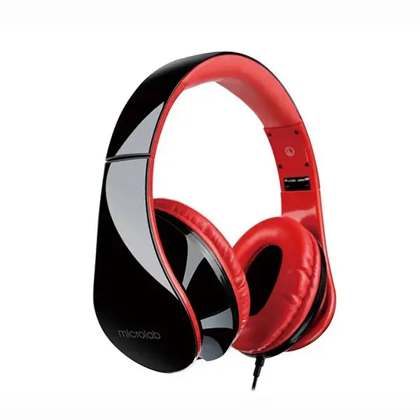Microlab K360 Foldable Lightweight Headset With Line-In Microphone, 2X Stereo 40Mm Drivers And 50Mw(Max.) Input Power - Black/Red Colour 1