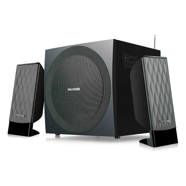 Microlab M300bt 2.1Channel Subwoofer Multimedia Speaker With Built-In Fm Radio, Bluetooth, Usb, 3.5Mm And Sd Card Port - Black Colour 1