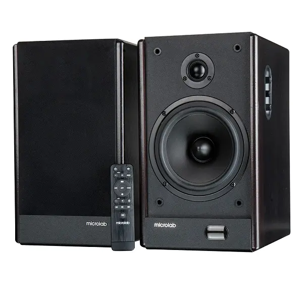 Microlab Solo 26 2.0Ch Multimedia Bookshelf Speaker System With Exquisite Dark Wooden Finishing And Built With Bluetooth, 2Rca, Optical And Coaxials Inputs - Black/Brown Colour 1