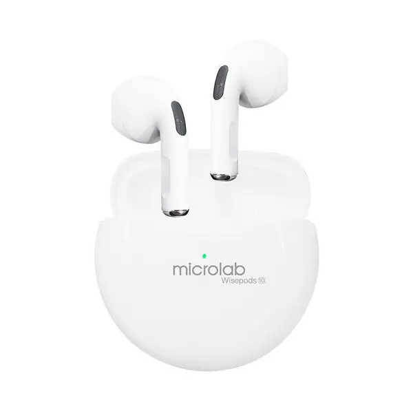 Microlab Wisepods 10 True Wireless Bluetooth 5.0 Earbuds With Built-In Usb-C Charging Port And Lithium Battery Of 30Mah - White Colour 1