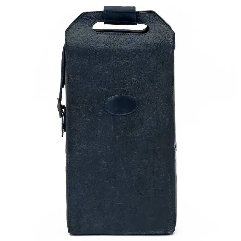 Mission Mercantile Leather Goods - Tooled Leather Two Bottle Wine Carrier 1