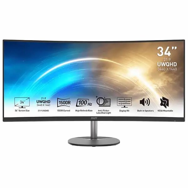 Msi Pro | Mp341cq | 34" | Uwqhd | Professional Wide Monitor - Black 1