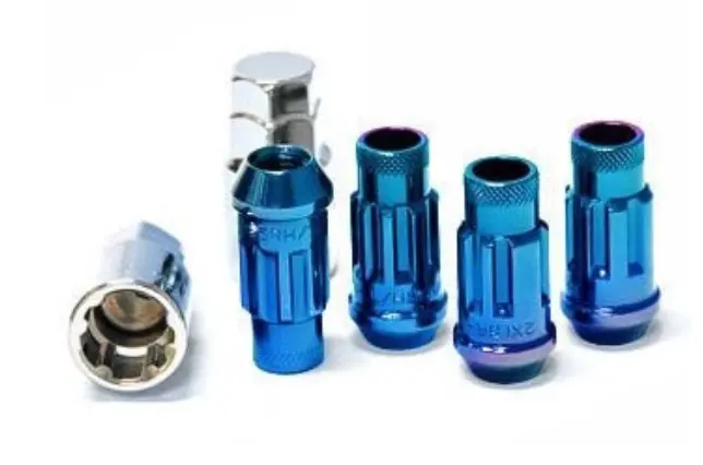 Muteki Sr48 Open End Locking Lug Nut Set Of 4 - Burning Blue Neon 12X1.25 48Mm 1