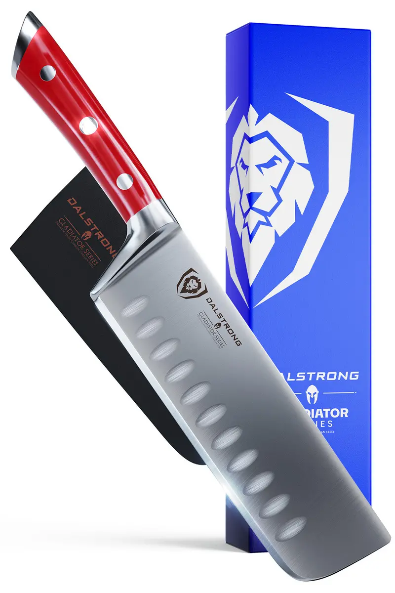 Nakiri Vegetable Knife 7" | Crimson Red Abs Handle | Gladiator Series | Nsf Certified | Dalstrong © 1