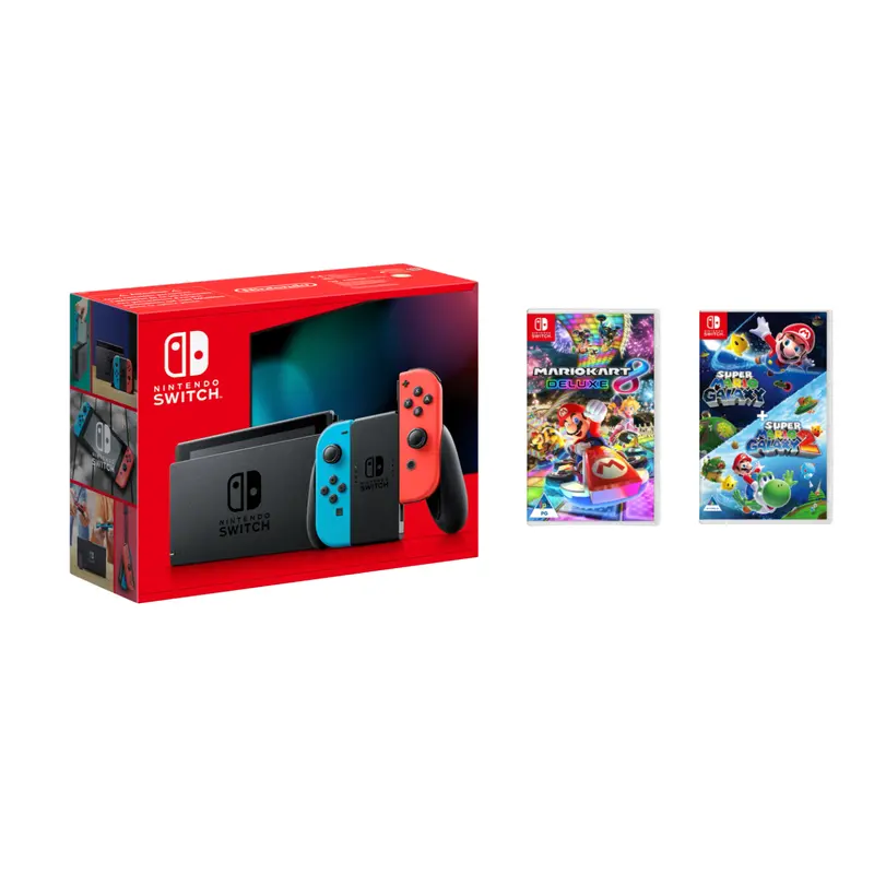 Nintendo Switch Console + Mario Kart Deluxe 8 & Super Mario Galaxy + Super Mario Galaxy 2 1