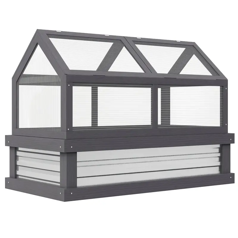 Nookgrow 48" X 24" X 32" Wooden Cold Frame Greenhouse, Grey 1