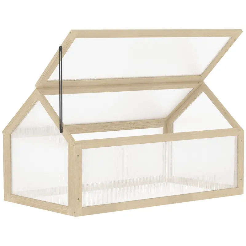 Nookgrow All Season Cold Frame Planter For Winter Growing, 35.5" X 20.5" X 19.5", Natural Wood 1