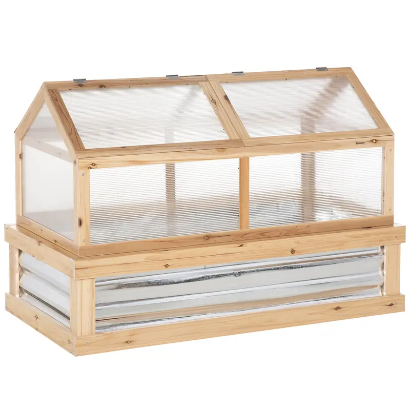 Nookgrow Raised Garden Bed With Cold Frame Greenhouse, 48" X 24" X 32", Natural 1