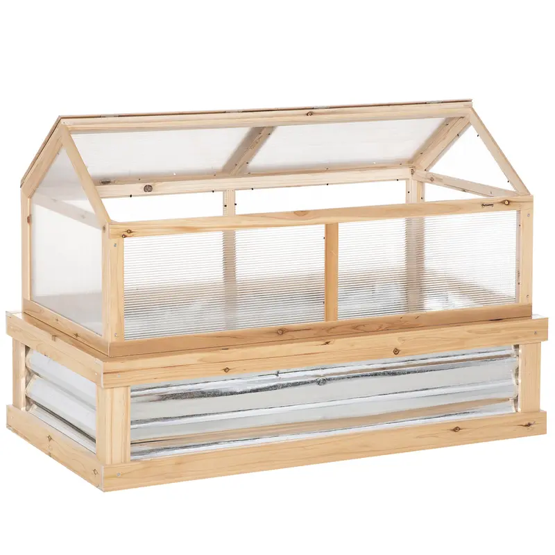 Nookgrow Raised Garden Bed With Cold Frame Greenhouse, 48" X 24" X 32", Natural 2