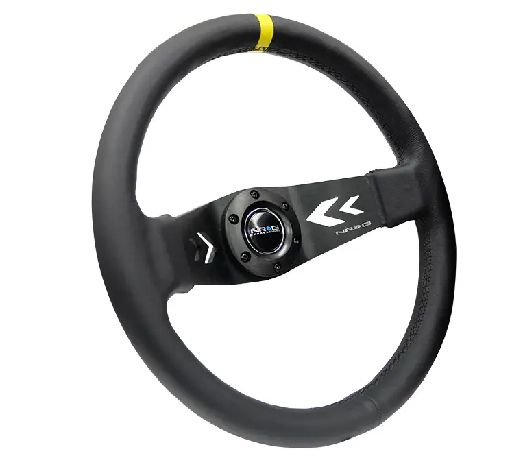 Nrg 350Mm Two Spoke Steering Wheel Leather 2