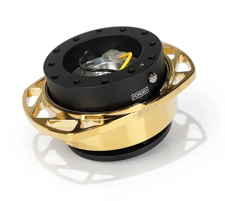 Nrg Race Handle Black/Chrome Gold Ring Steering Wheel Quick Release 1