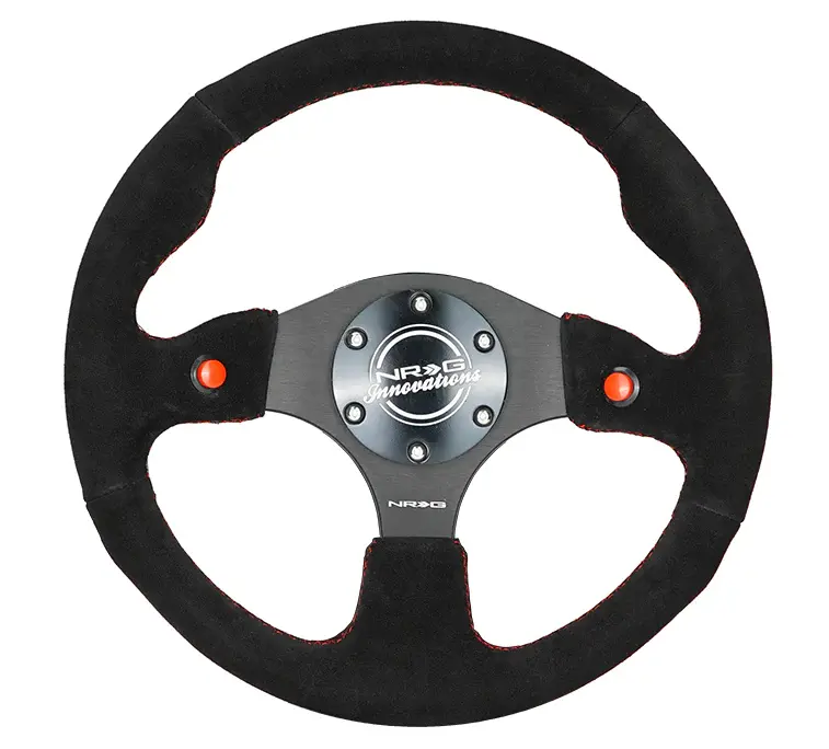 Nrg Reinforced Steering Wheel (320Mm) Blk Suede W/Dual Buttons 1