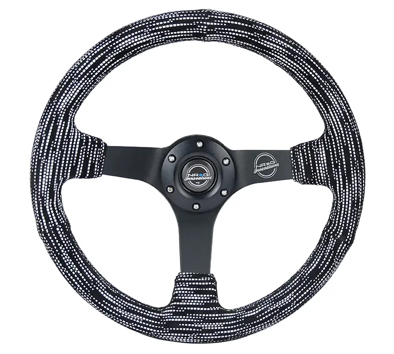 Nrg Reinforced Steering Wheel (350Mm / 3In. Deep) Microfiber/Black Stitch W/5Mm Matte Black Spokes 1