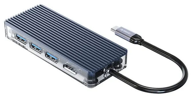 Orico 6 Port 3 X Usb3.0|1 X Hdmi|1 X Rj45|1 X Type-C Transparent Hub Wb-6Rj-Gy-Bp 2