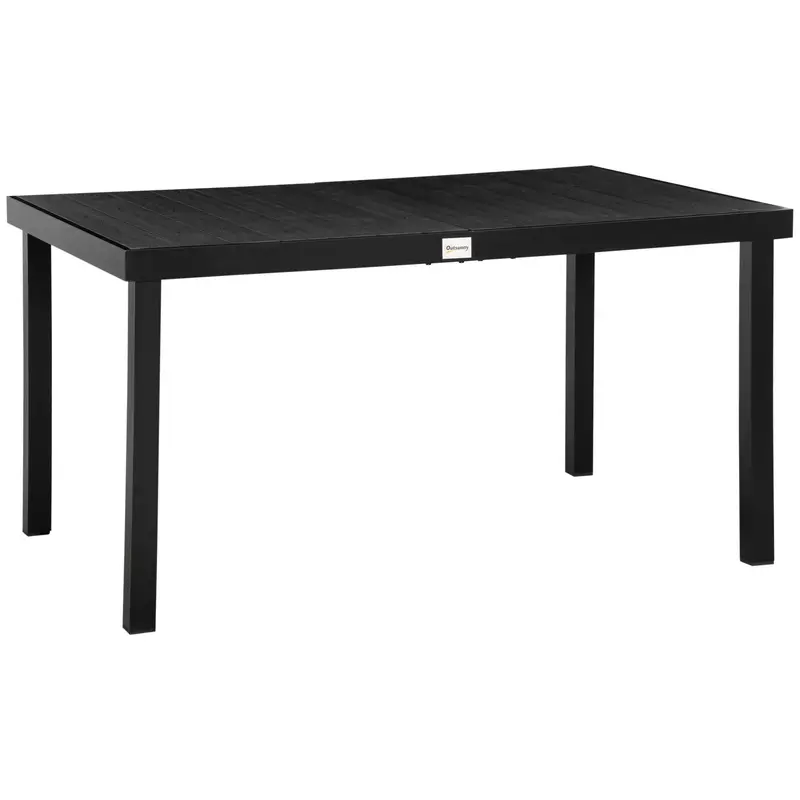 Outdoor Dining Table For 6, Patio Rectangular Table, 55" L X 35.5" W X 29.25" H, Black 1