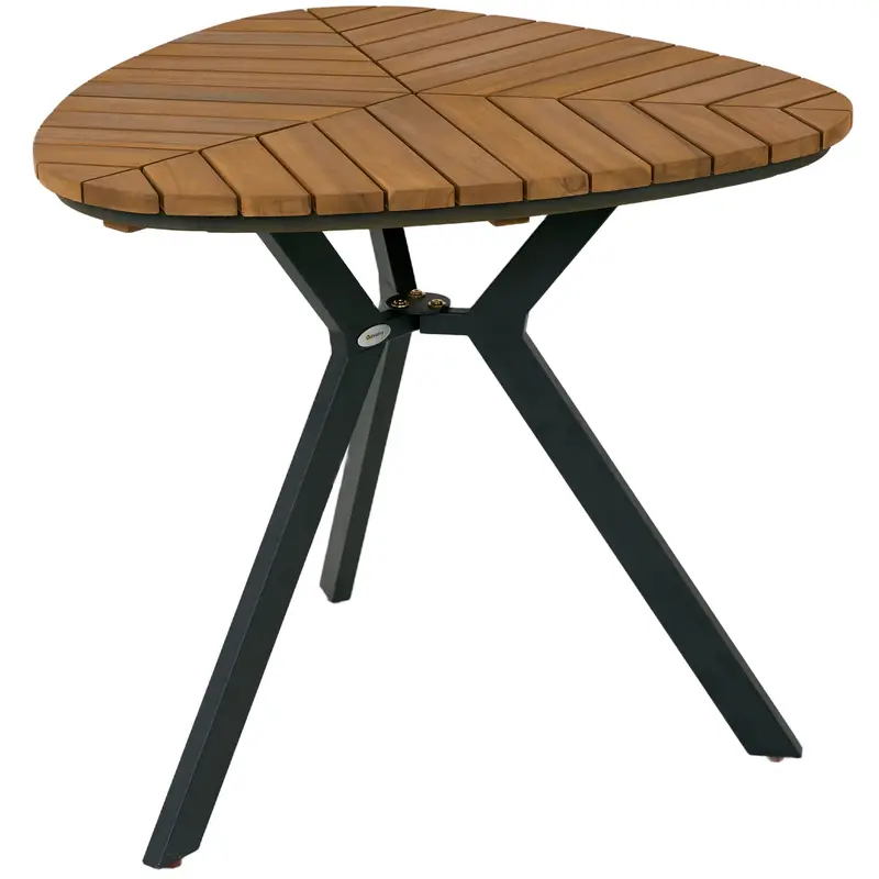 Outdoor Dining Table With Slatted Acacia Wood Leaf Tabletop & Steel Legs, Teak 1