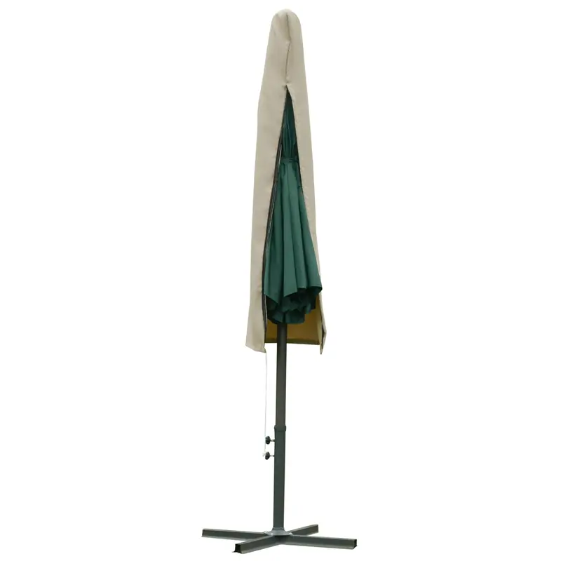 Parasol Cover With Zipper For 6.6-13Ft Parasol, Khaki 2