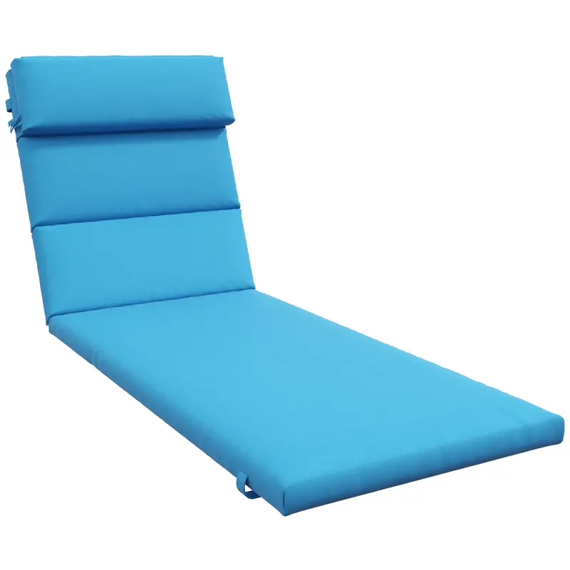 Patio Chaise Lounge Chair Cushion Replacement Lounger Pads W/ Headrest & Ties, Turquoise 1