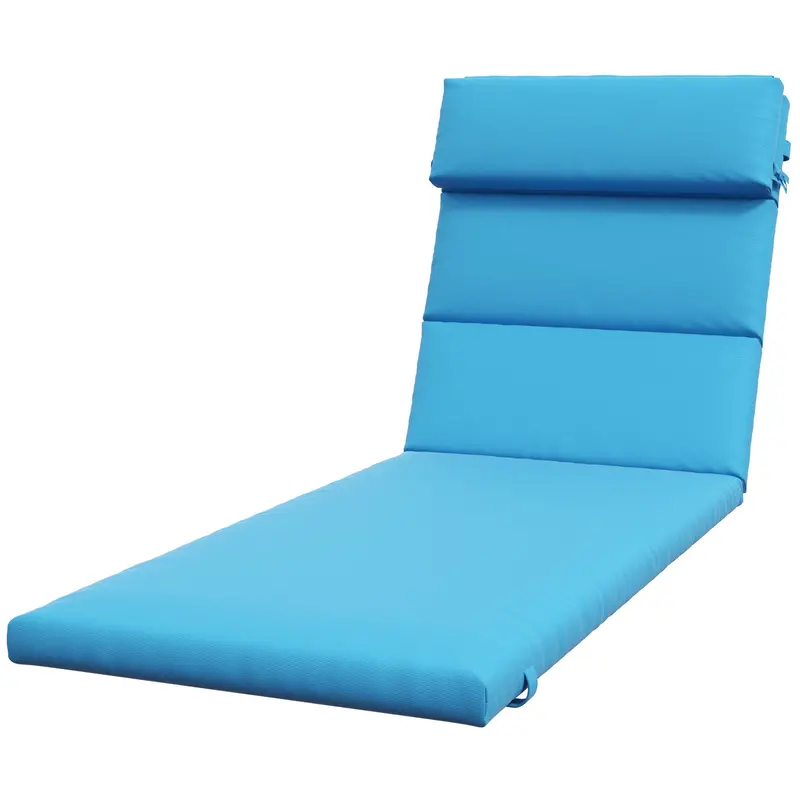 Patio Chaise Lounge Chair Cushion Replacement Lounger Pads W/ Headrest & Ties, Turquoise 2