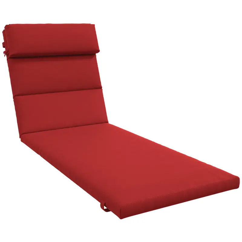 Patio Chaise Lounge Chair Cushion Replacement Lounger Pads W/ Headrest & Ties, Wine Red 1