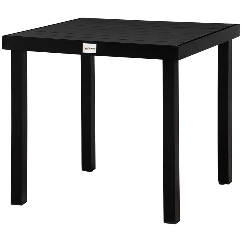 Patio Dining Table For 4, Square Aluminum Outdoor Table For Garden Lawn Backyard, Black 2