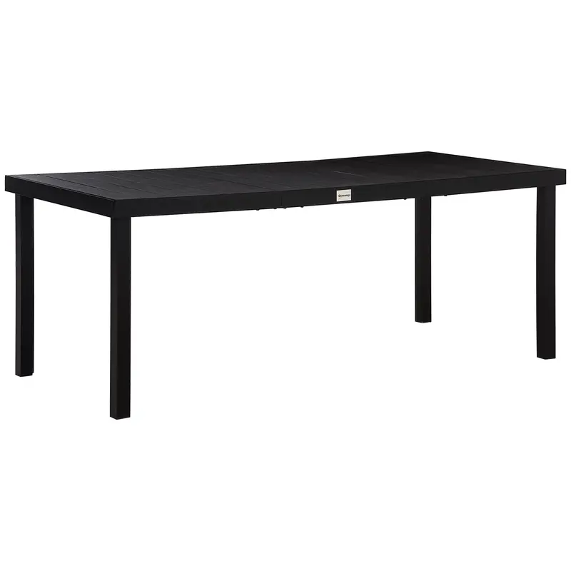 Patio Dining Table For 8, Rectangular Aluminum Outdoor Table For Garden Lawn, Black 1