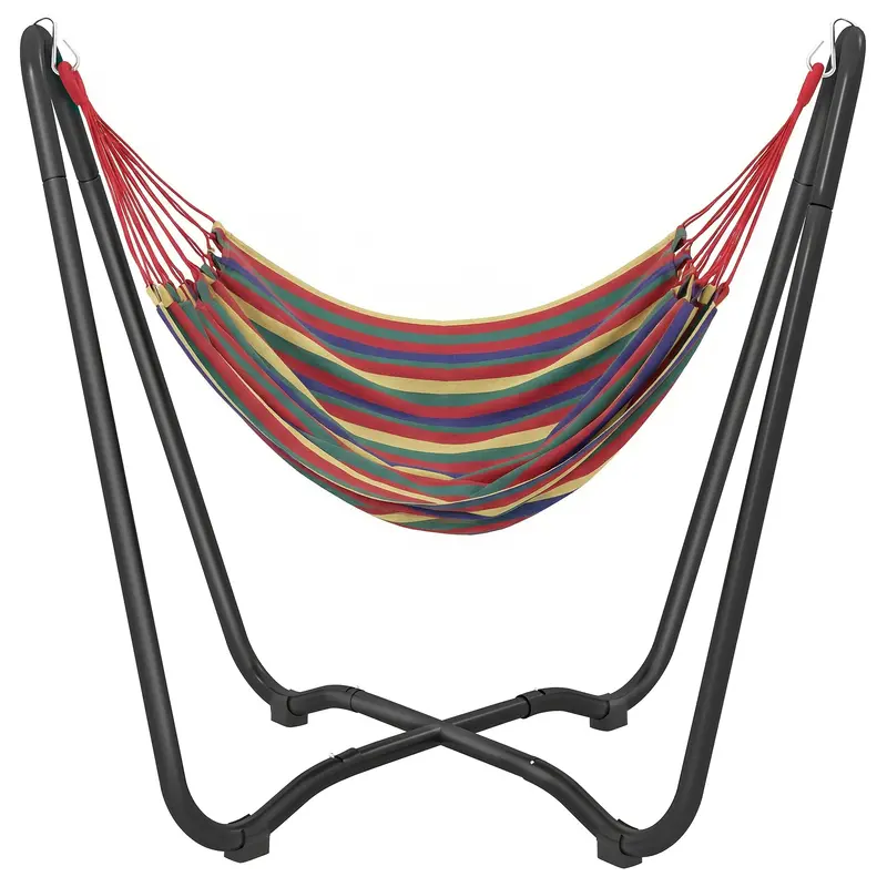 Patio Hammock With Stand, Free Standing Fabric Hammock Bed, Multi-Colored 1