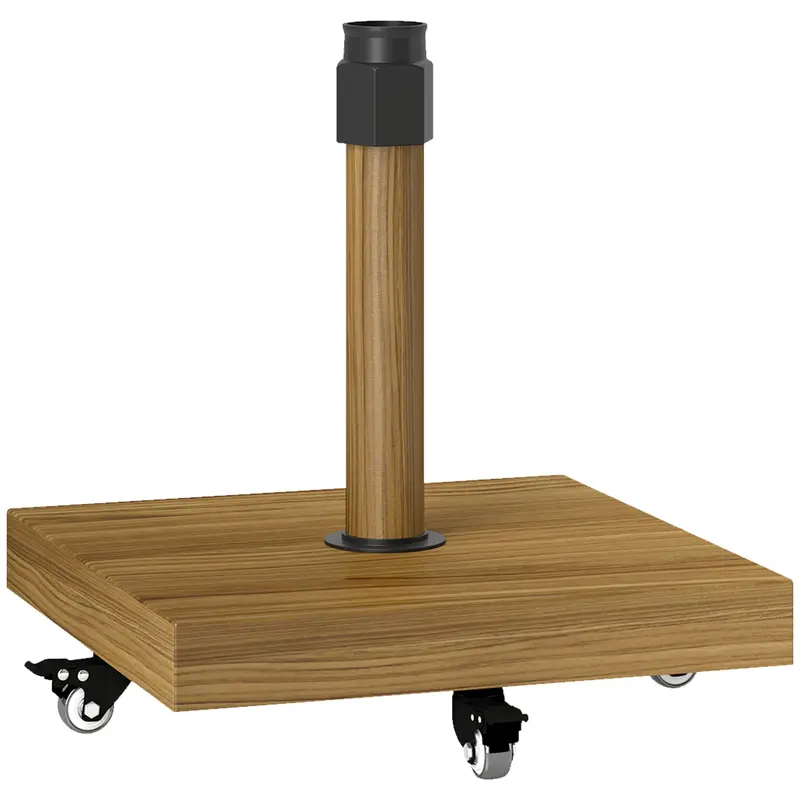 Patio Umbrella Stand With Wheels, Heavy Duty Wood Base For 1.4"/1.5"/1.9" Poles 1