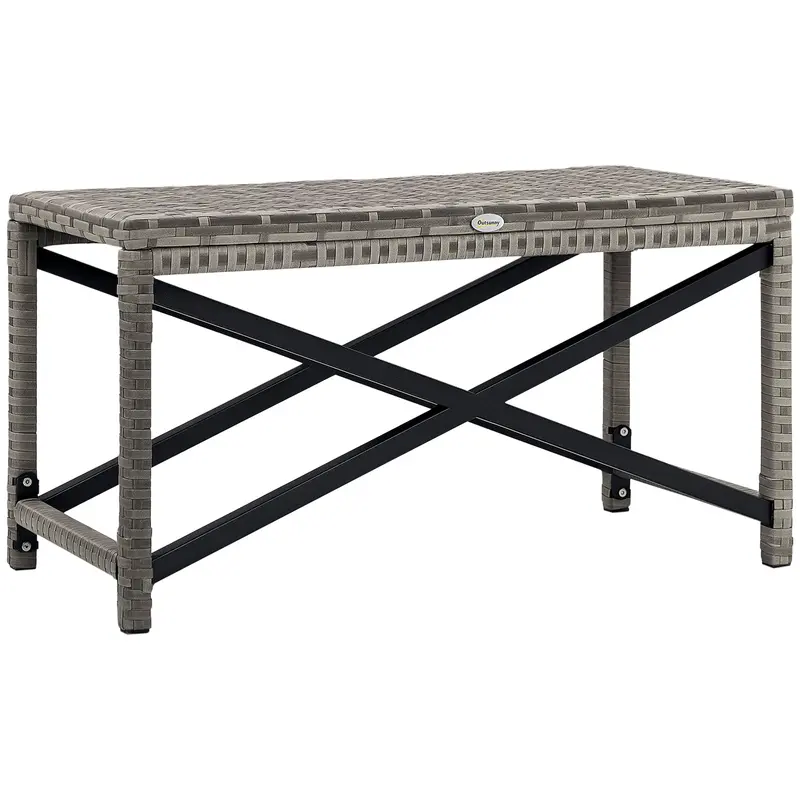 Patio Wicker End Table With Full Woven Top, Mixed Grey 1