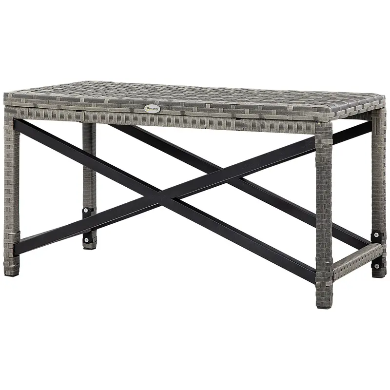 Patio Wicker End Table With Full Woven Top, Mixed Grey 2