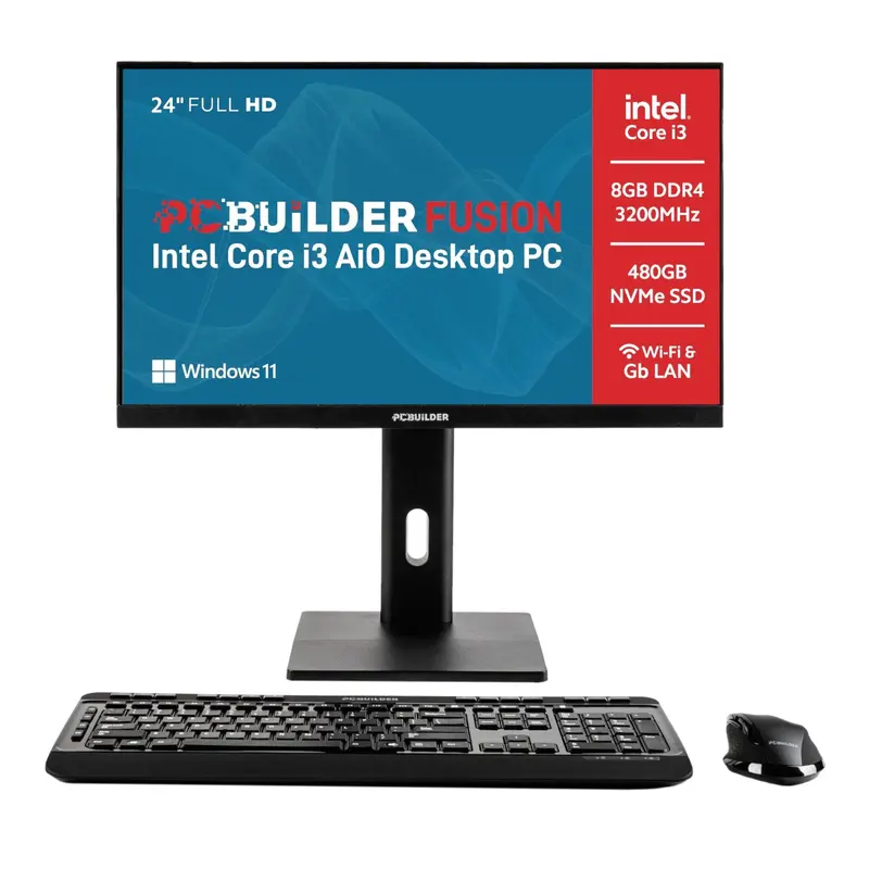 Pcbuilder Fusion 24" Intel I3-14100 Windows 11 Aio Desktop Pc [Demo Clearance] 1
