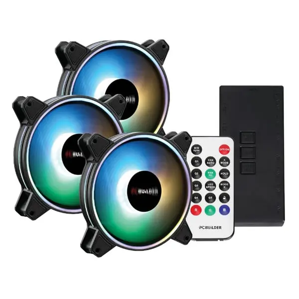 Pcbuilder Tempest Chill Fan Kit 3X120mm Dual Glow Argb Fan + Controller + Rf Remote 1